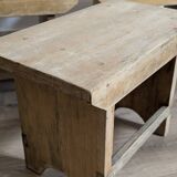Trio of handcrafted blond wood stools