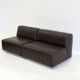 Set of 3 vintage space age modular leather sofas / armchairs in dark brown