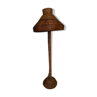 Lampadaire en rotin des années 50