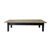 Antique blackened wood coffee table and varnished top