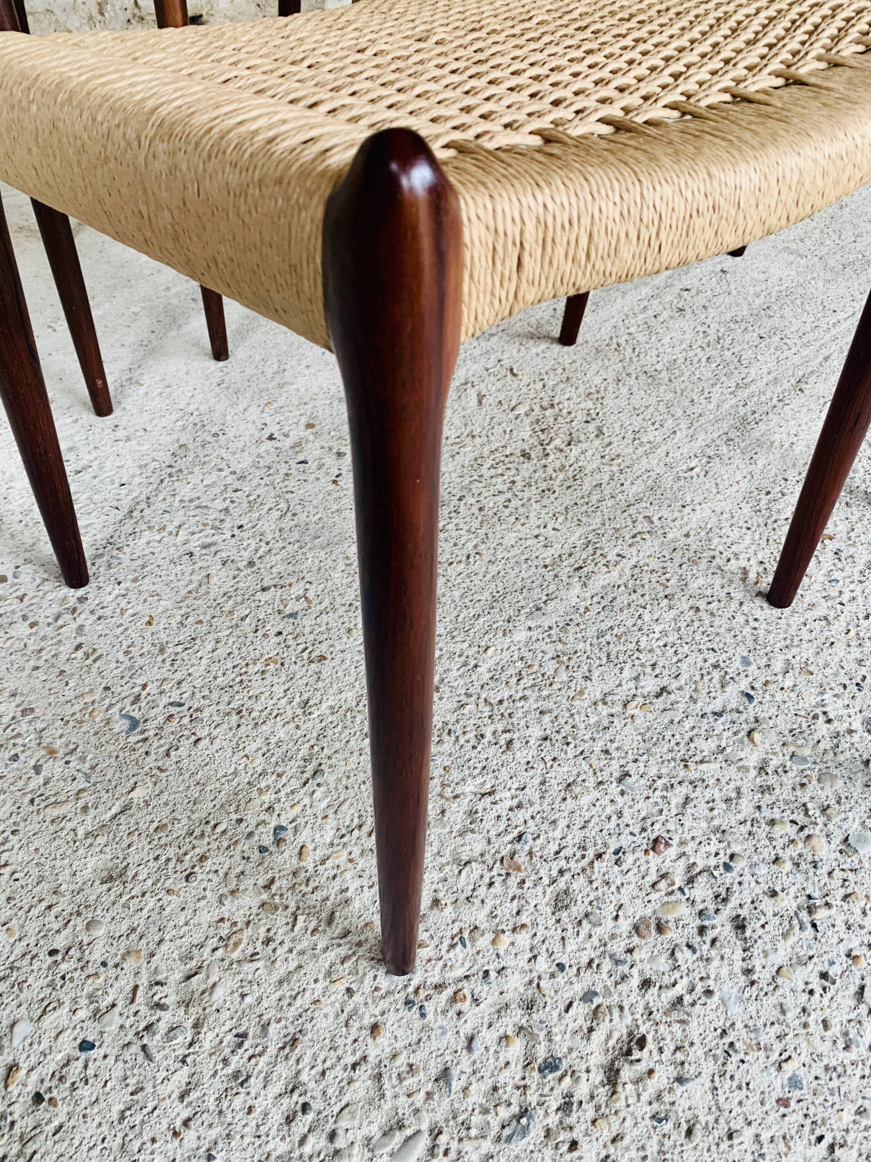 First edition rosewood model 78 dining chairs by Niels Moller, 1962-1970, Set of 6.