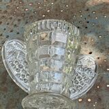 Angel wings vase, in transparent glass with art deco relief pattern