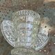 Angel wings vase, in transparent glass with art deco relief pattern