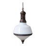 Lampe à suspension antique en verre bicolore, france
