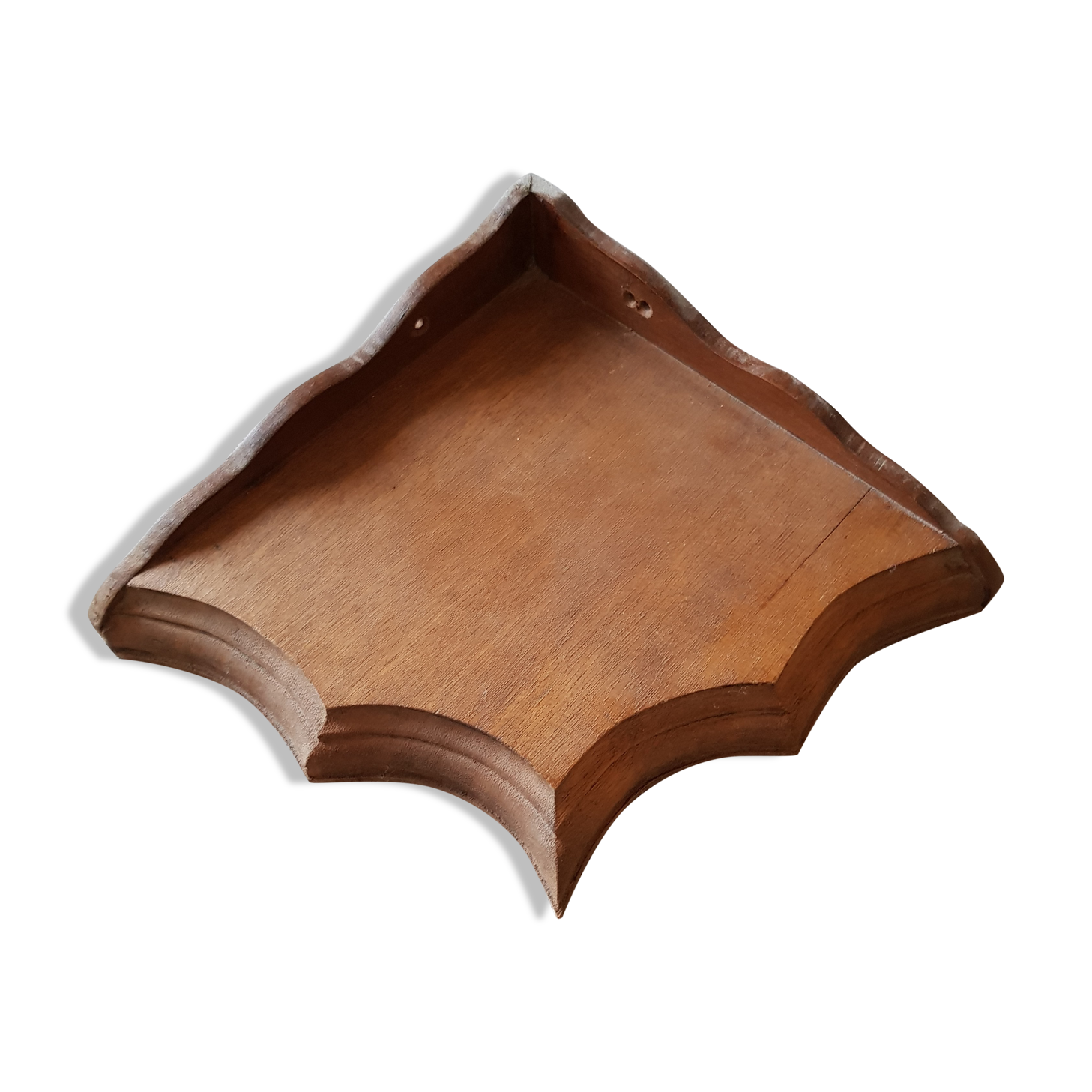 Wooden wall corner shelf