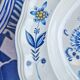 Lot de 6 assiettes à dessert KG Lunéville liseré bleu et fleurs jaunes et bleu jaune