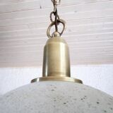 Suspension dome in satin and brass glass