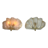 Paire d appliques mural en verre de murano en forme de coquillage des années 70