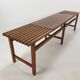 Bench in walnut and teak with brass feet, italy 1950s
