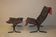 Westnofa patinated leather lounge chair with footrest, Norway 1960s