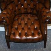 Chesterfield Porter Wingback Chair in Hand-Dyed Leather