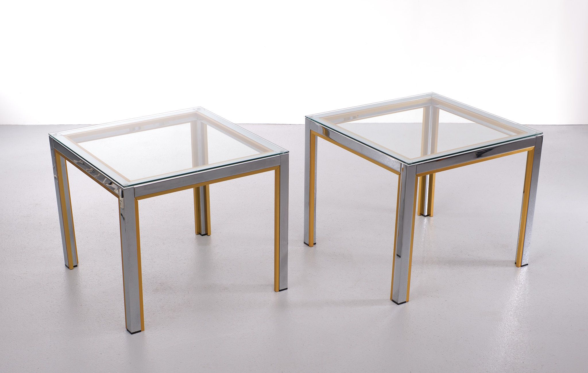 Pair of Renato Zevi side tables, Hollywood Regency tables, Italy from the 1970s.