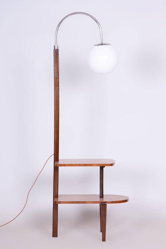 Czech Art Deco Floor Lamp in Walnut attributed to Jindřich Halabala for Up Závody, 1930s