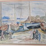 Henri Epstein (1891-1944) - Watercolor on paper - Beach scene - Signed