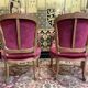 Paire de fauteuils cabriolet de style Louis XV velours rouge