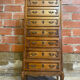 Antique louis xv style weekly chest wood 7 drawers & vintage metal handles