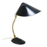 1950s Cosack Cobra black desk or table lamp in brass, mid-century, Stilnovo style.