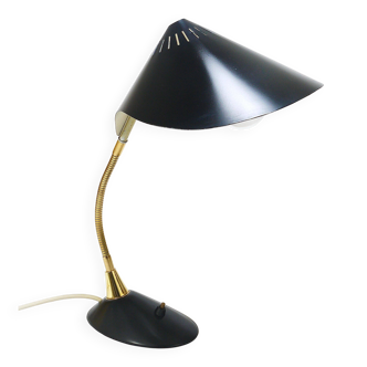 Lampe de bureau ou de table 1950s Cosack Cobra noire en laiton milieu du siècle, style Stilnovo