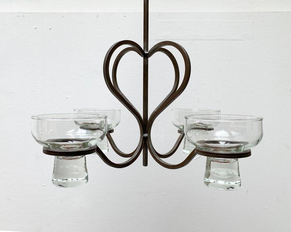 Bougeoir danois en métal et verre du milieu du siècle, années 1960