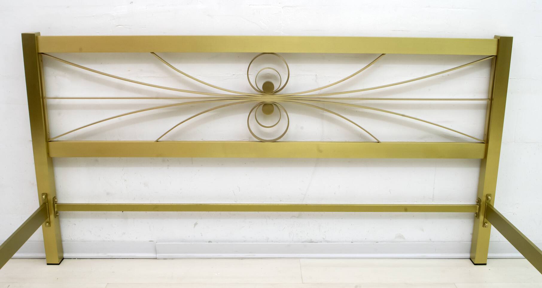 Mid-Century Modern Gilded and Satin Brass Double Bed, 1970