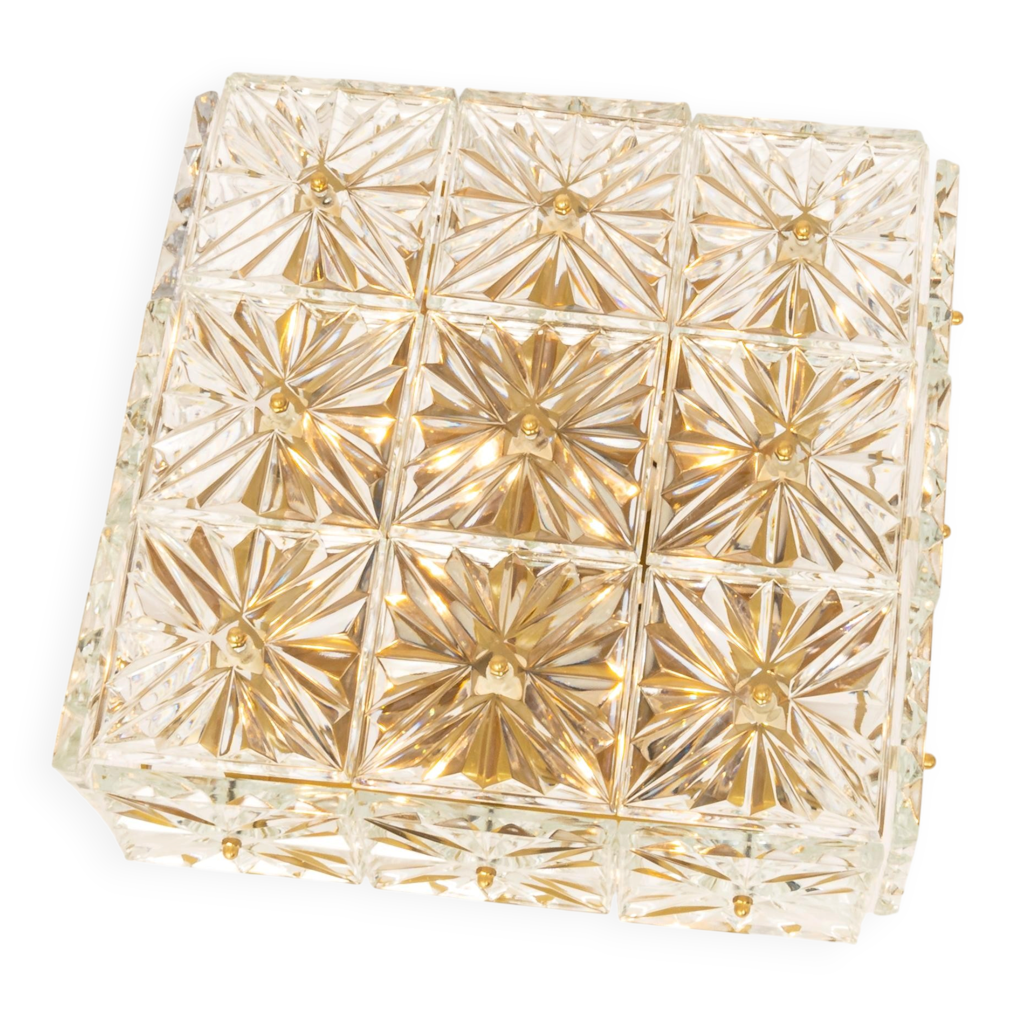 Large ceiling light in faceted crystal by Kinkeldey, Germany.
