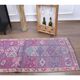Vintage Turkish Oushak Handmade Cotton Purple Wool Runner Rug 80x348