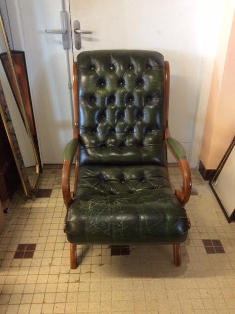 Green Chesterfield armchair
