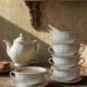 5 cups with two handles, Limoges porcelain Bernardaud "Palm"