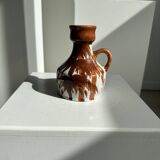 Small white and brown vase or pitcher West Germany H:15cm D:10.5cm