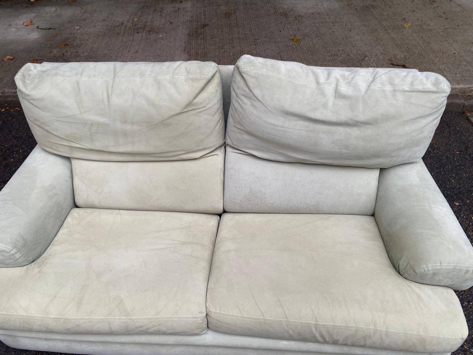 High-end 2-seater sofa duvivier beige nubuck velvet 155cm