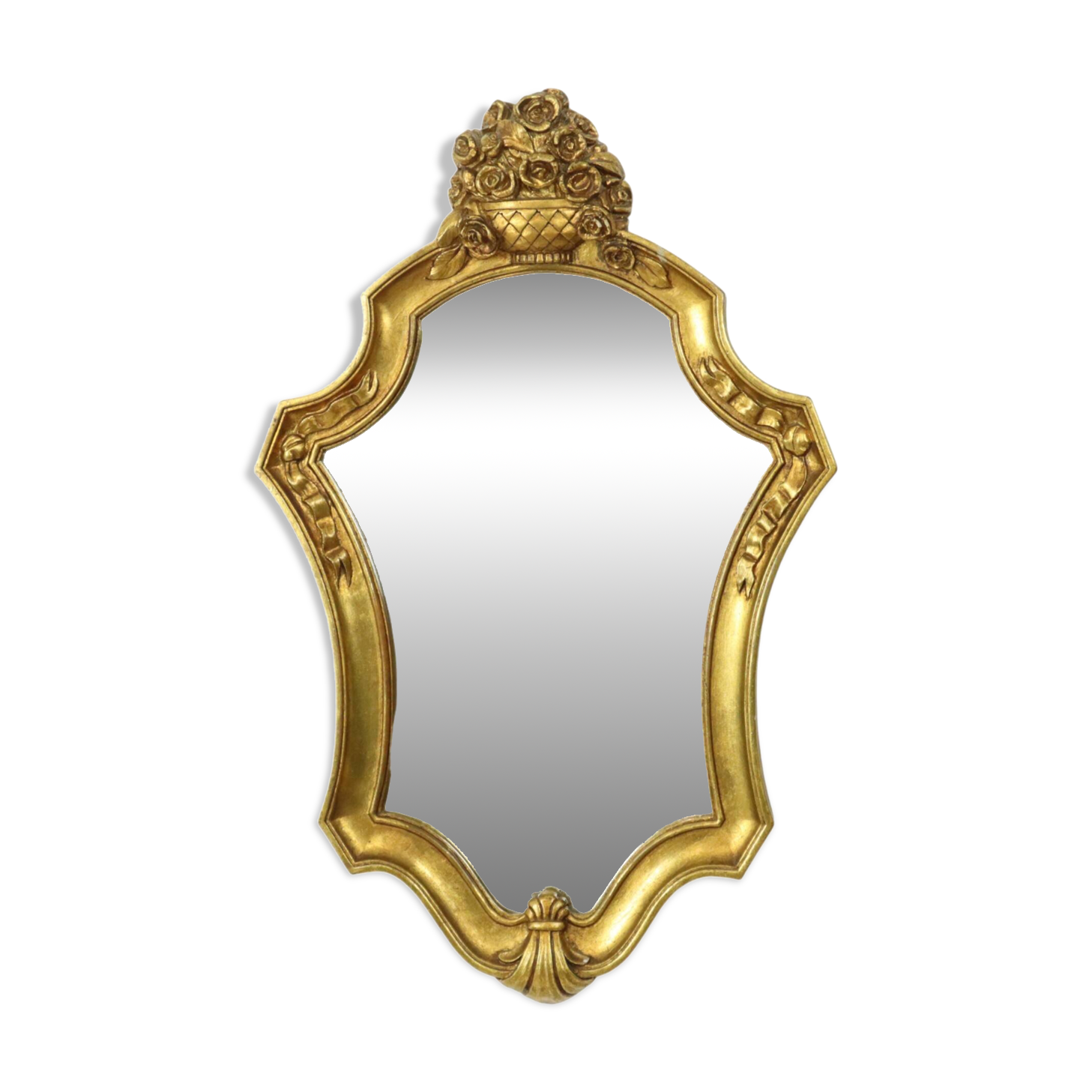 Classic Gold Crested Mirror Baroque Style Sixties 61cm
