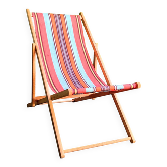 Striped canvas deck chair / lounge chair, 1970s