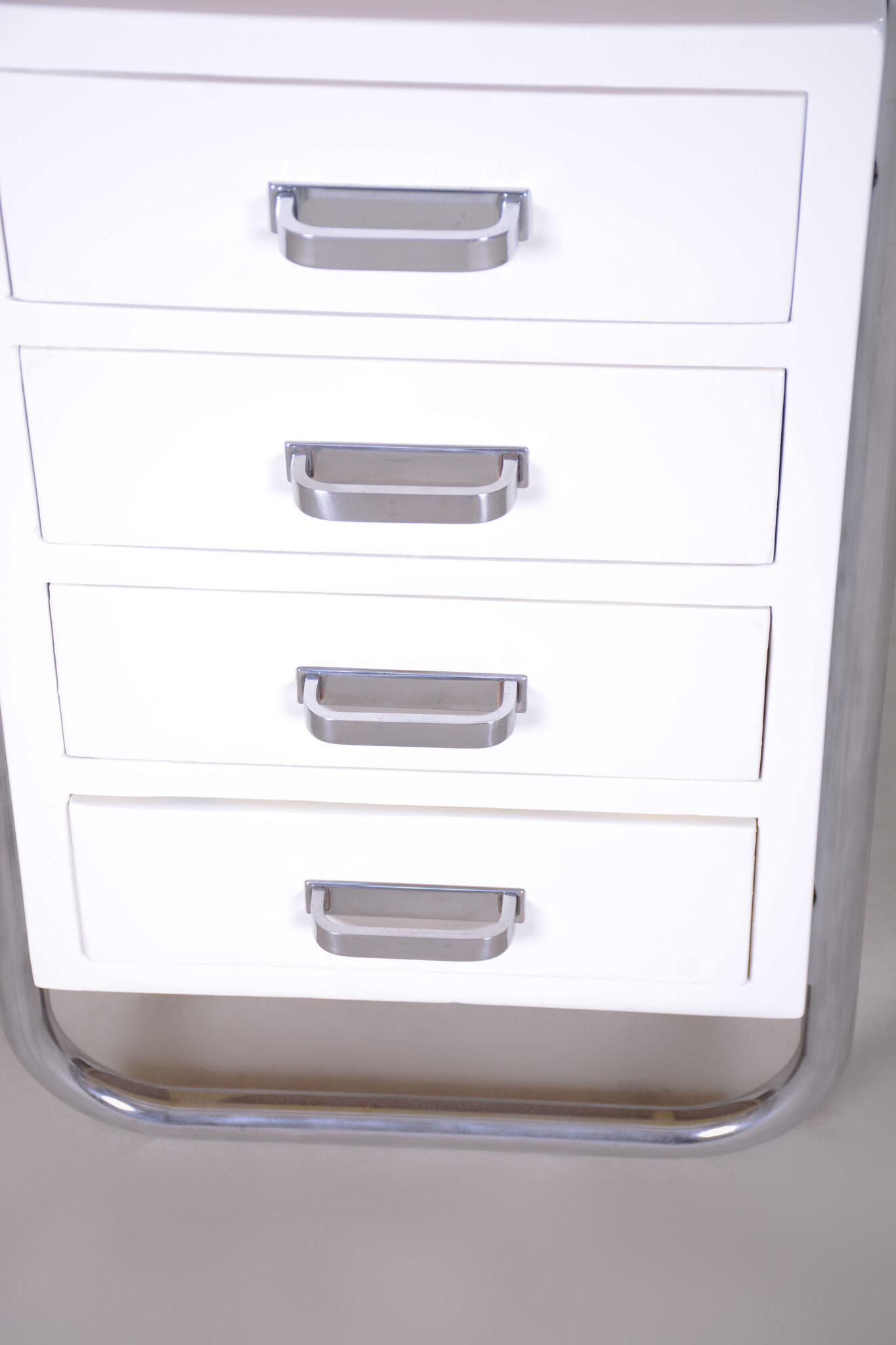 White bauhaus writing desk made in 1930s germany by robert slezak - restored