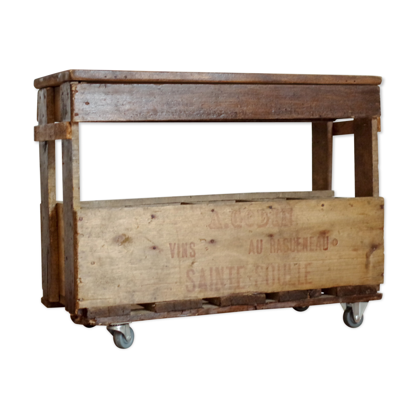 Door wooden bottles - wooden lockers on wheels