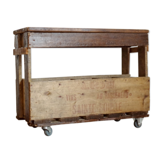 Door wooden bottles - wooden lockers on wheels