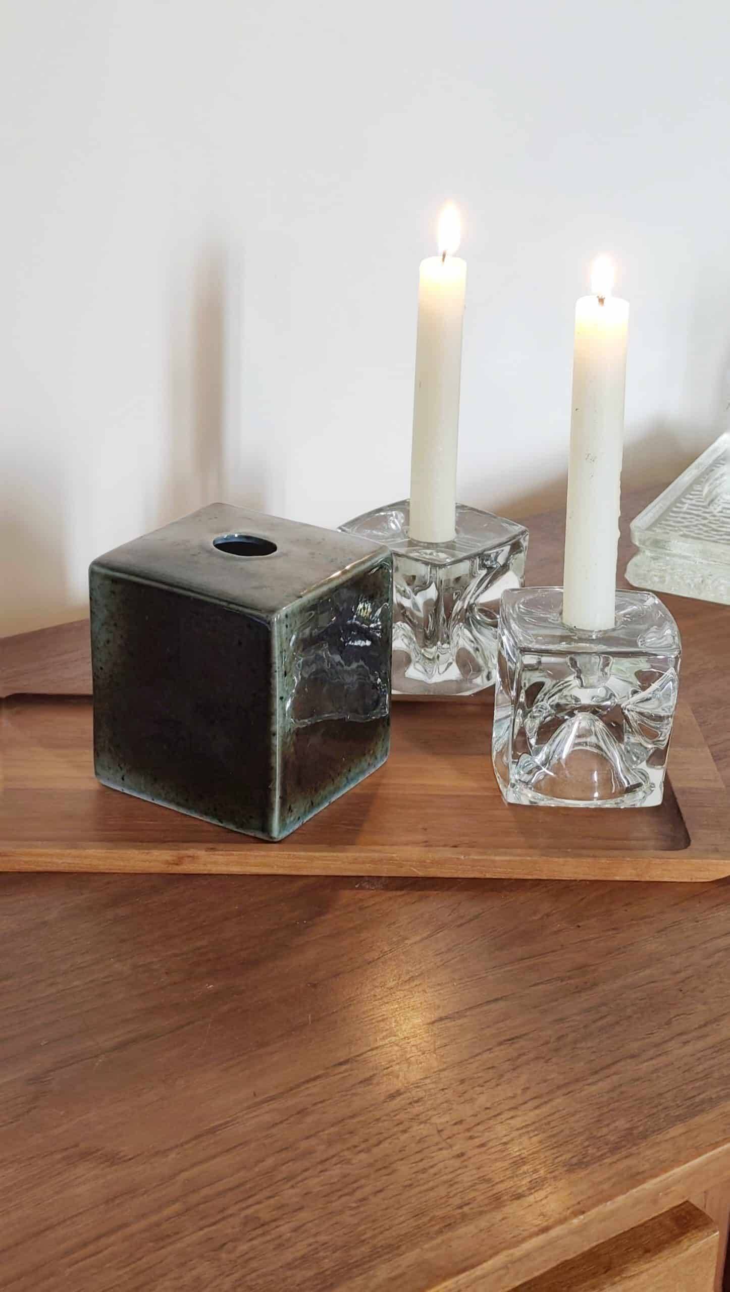 Vintage Virebent cubic vase