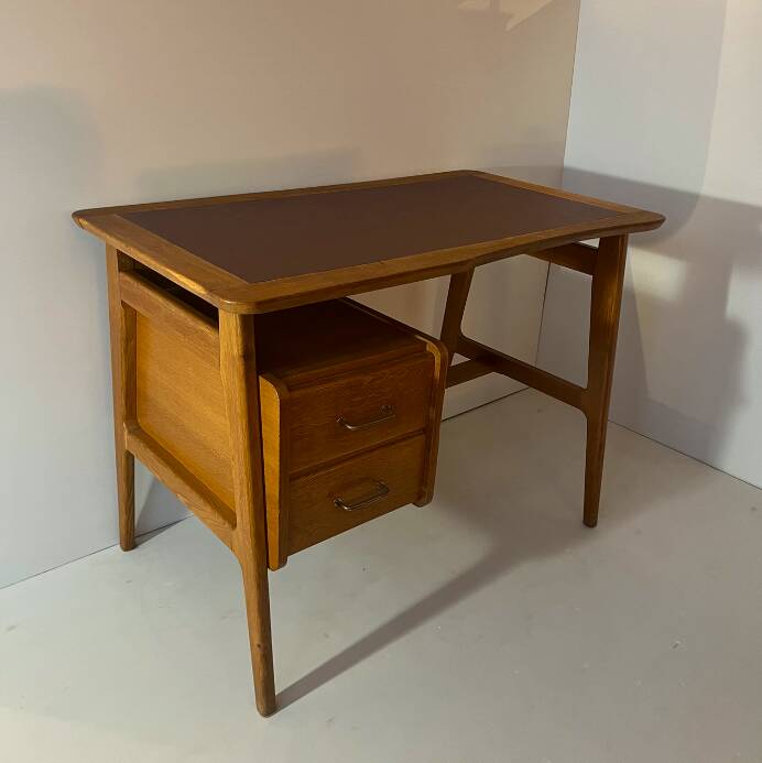 Solid oak and leather desk