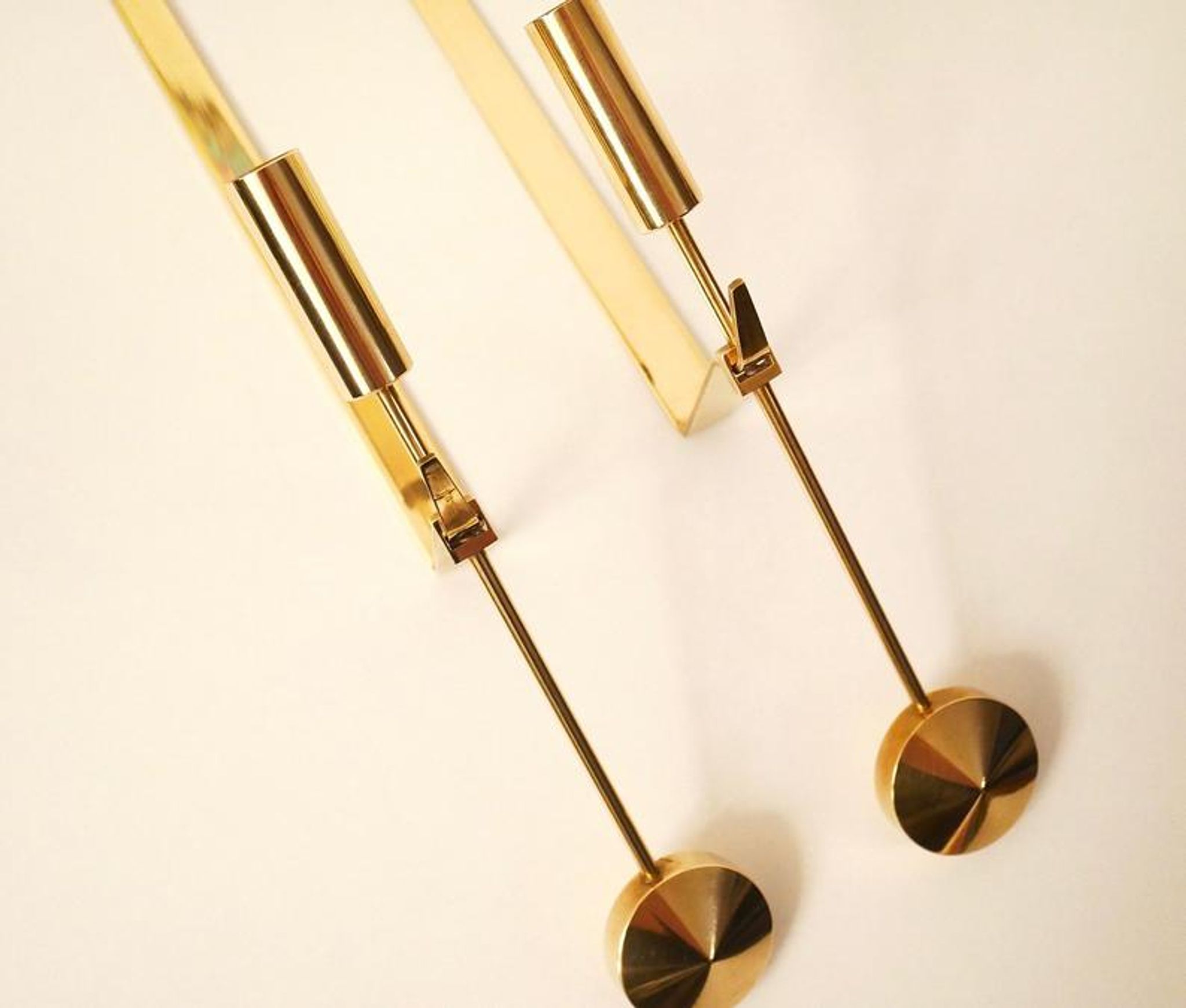 Pair of Pierre Forsell solid brass candlesticks for Skultuna