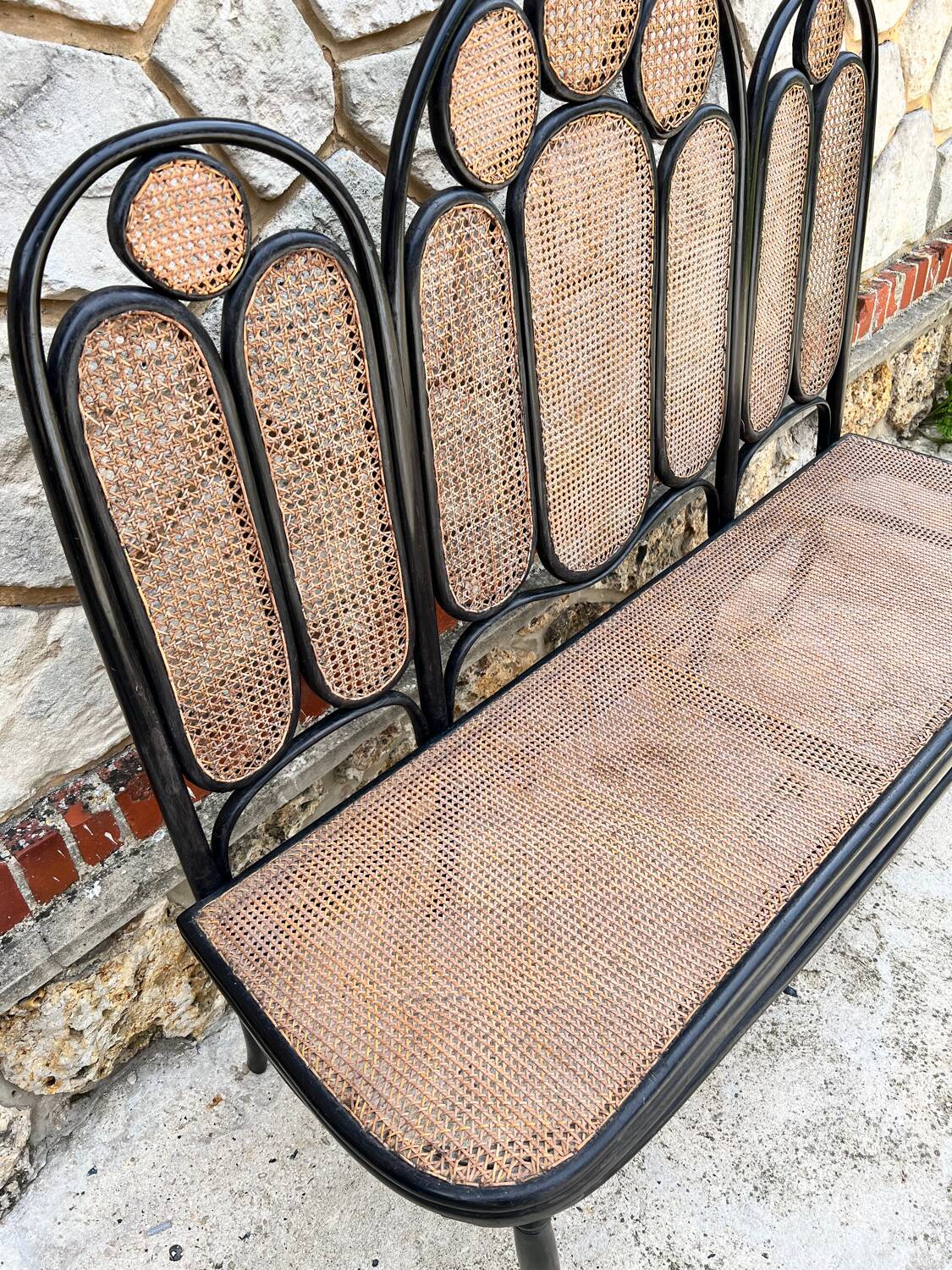 Vintage cane bench