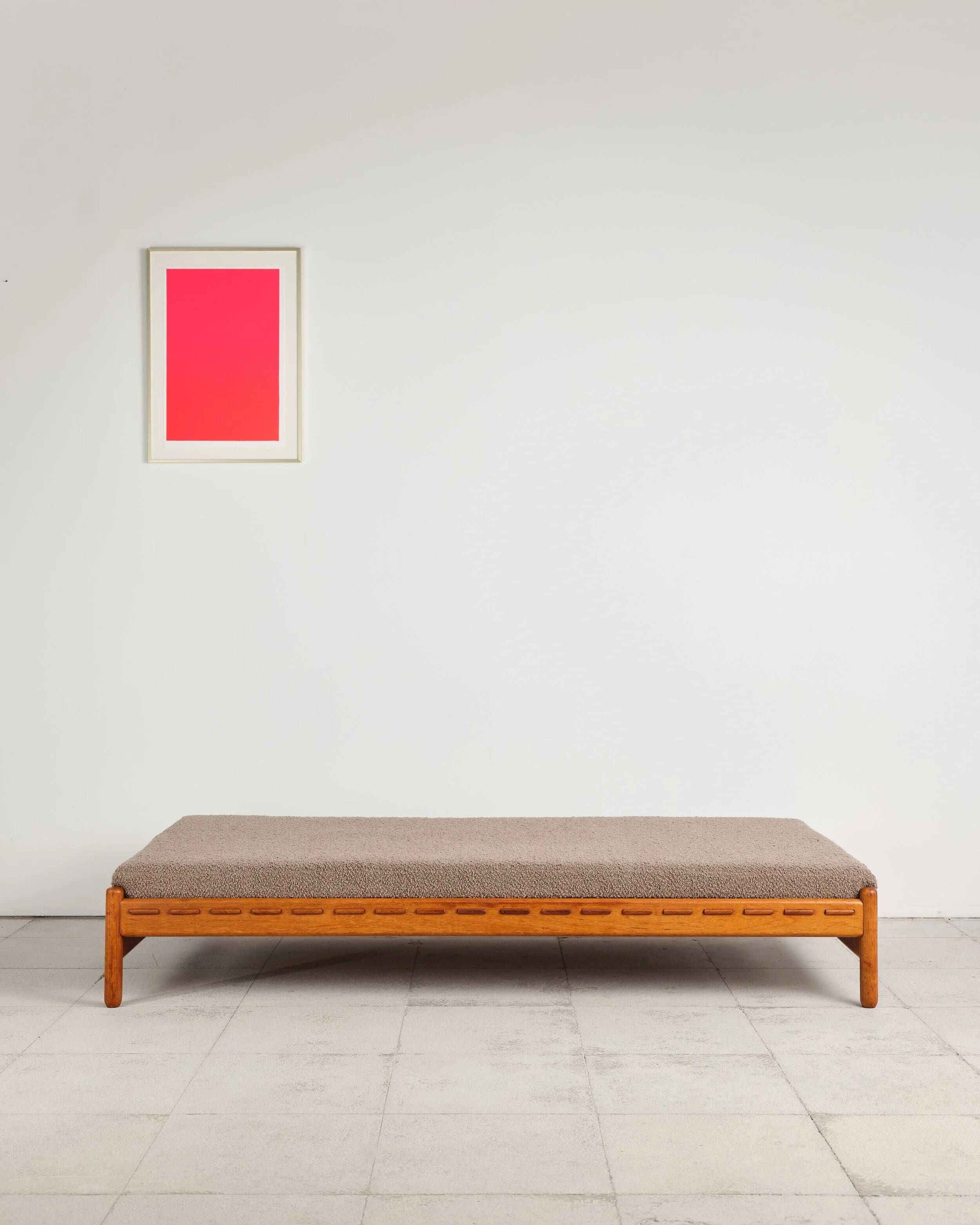 Teak daybed with boucle mattress, Denmark, 1960s