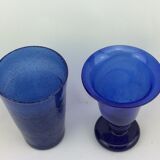 Batch glass bubble of biot blue foot and cup