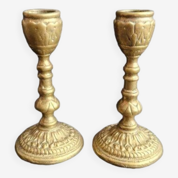 Beautiful little pair of bronze candlesticks