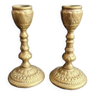 Beautiful little pair of bronze candlesticks