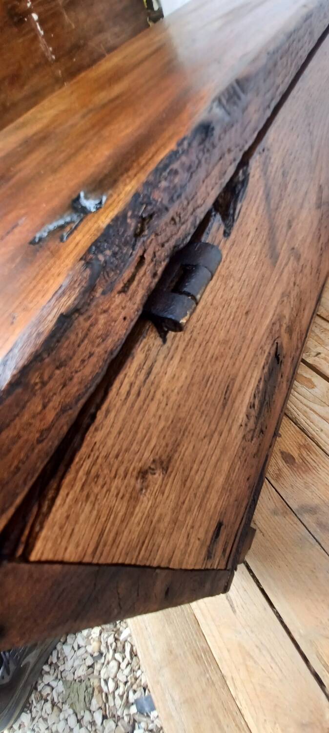 Old Gothic chest 17th century solid oak