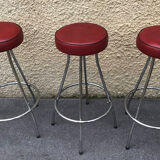 Set of 3 vintage bar stools 1960-1980