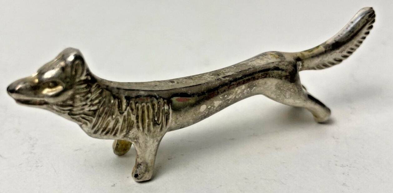 6 Vintage Silver Metal Knife Rests - Elegant Fox Design