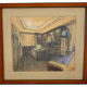 Watercolor sign andre brif or prif interior drawing library 1925