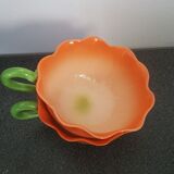 Paire de tasses barbotine fleurs
