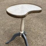 Pair of marble and ivory tripod pedestal tables