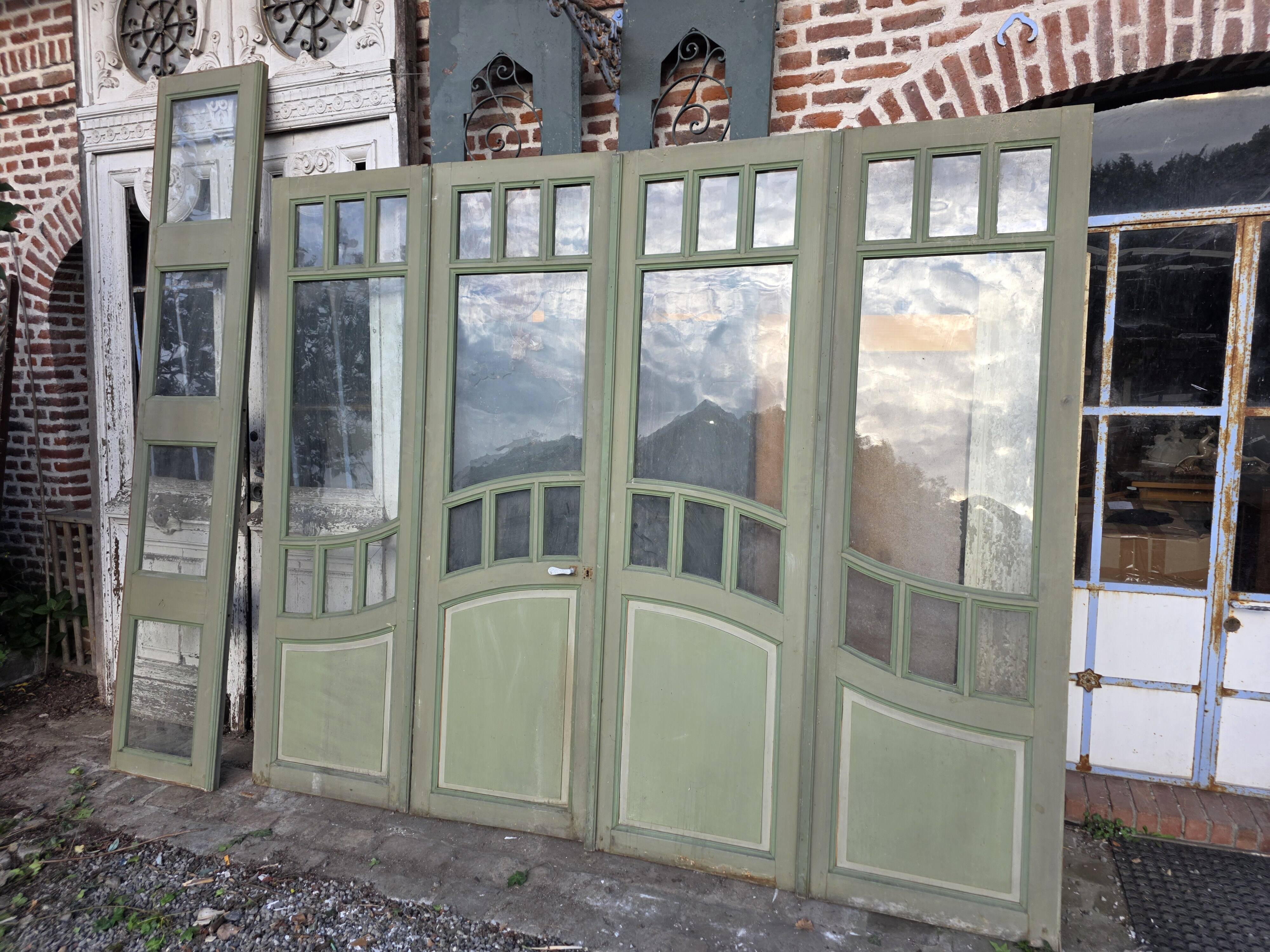 4 Art Nouveau partition doors + transom
